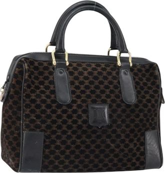 Celine Vintage Macadam Handbag C Macadam Suede Black Suede Handbag (Pre-Owned)