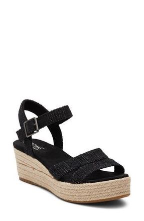 Toms Audrey Ankle Strap Espadrille Platform Wedge Sandal in Black at Nordstrom Rack, Size 9