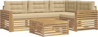 vidaXL Conjunto De Sof&aacute;s De Exterior 5 Uds. Y Beige Poli&eacute;ster Vidaxl
