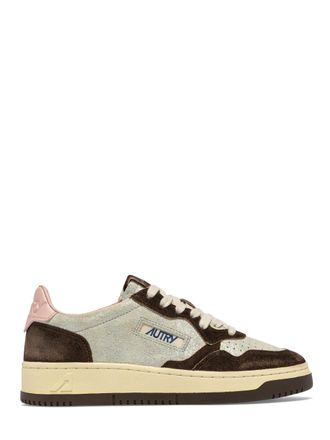 Autry Low-Top Sneakers with Laminated and Suede Leather Accents