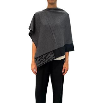 Moschino Jassen, Dames, Grijs, ONE Size, Jacquard Poncho