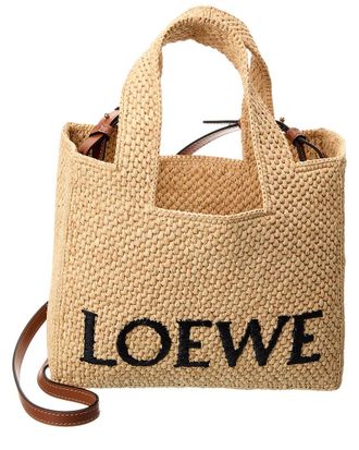 Loewe Font Small Raffia Tote