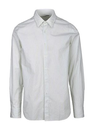 BATURO White/Green Cotton Shirt