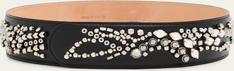 Alexander McQueen Sunflower Crystal Embroidered Leather Belt