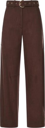 Pinko Straight Broeken - Dames - Straight fit broeken - Bruin - S - Leer - Broeken