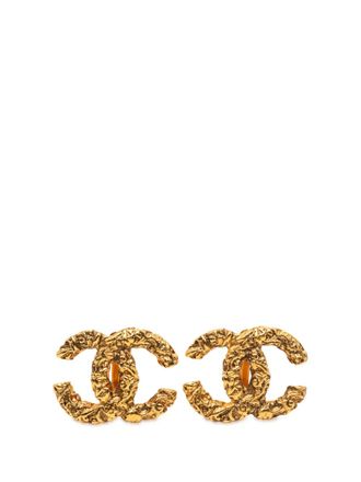 Chanel 2003 CC Gold Plated Lava Clip On Earrings costume earrings - women - Gold Plated - One Size