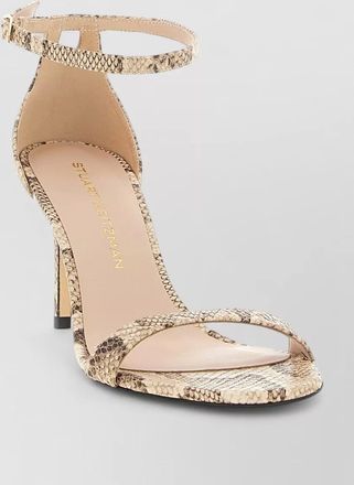 Stuart Weitzman snake print ankle strap stiletto sandals