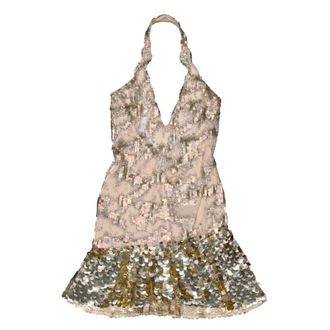 Roberto Cavalli Sequin Halter Mini Dress, Brand Size 40 ( US Size 6 )