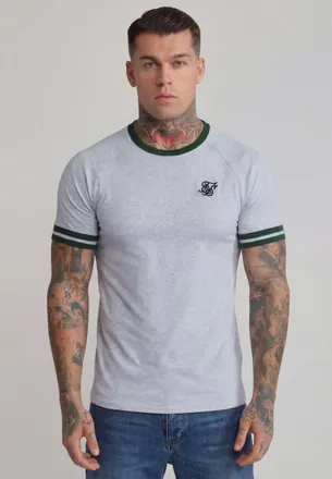 Siksilk Hombres Gris Marmoleado, Verde Torneo Camiseta XL