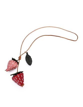 OLD TREND Strawberry Genuine Leather Artisan Charm in Blush & Ruby at Nordstrom