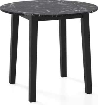 Costway Round Dining Table 35 Kitchen Table w/ Rubber Wood Legs-Black