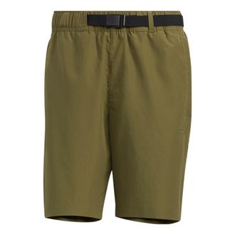 adidas Mens adidas Solid Color Minimalistic Sports Straight Shorts Dark Olive Green HE9935