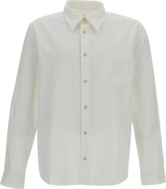 A.P.C. Cotton-linen Shirt - Heren - Casual Overhemden - Blauw - XL - Katoen - Overhemden