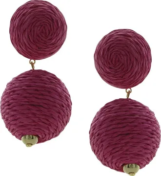 Olivia Welles Gaby Raffia Drop Earrings in Gold /Fuchsia at Nordstrom Rack