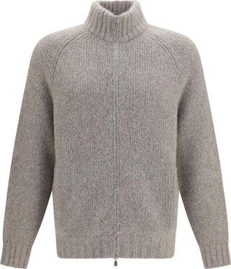 Brunello Cucinelli Light Taupe Zip-Up Cardigan