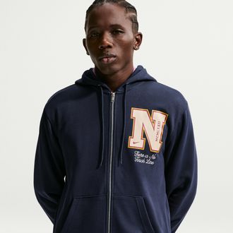 Nike Mens Nike Sportswear Club French Terry Full-Zip Hoodie in Blue | IF0677-451