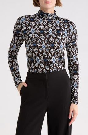 Ulla Johnson Aurelia Floral Mock Neck Top in Obsidian at Nordstrom Rack, Size Small