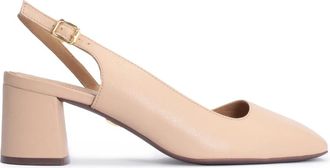 Kazar Beige leren pumps met onbedekte hiel en volle teen - Dames - Pumps - Beige - 38 EU - Leer - Schoenen
