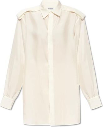 Burberry Schouderknoop Zijden Blouse - Dames - Overhemden - Wit - 3XS - Overhemden