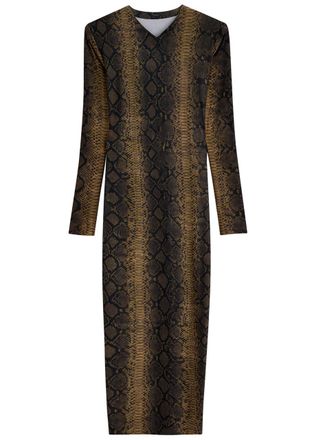 Norma Kamali Python-print Stretch-jersey Maxi Dress - Multicoloured - S (UK8-10 / S)