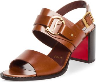 Christian Louboutin In Roma Block Heel Sandal in 7249 Dk Carmine/carm/brown at Nordstrom, Size 35.5