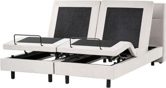 Beliani Electric Bed Light Beige EU Super King Size 6ft Remote Control Adjustable Fabric Upholstery DUKE III
