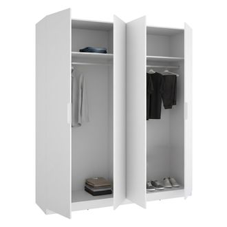 Dmora Armario Grande Holder, Dormitorio 2 Estantes, Perchero, Cajones, 51x204h Cm Blanco