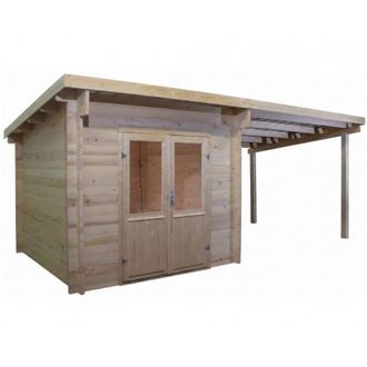 Foresta Caseta De Jard&iacute;n De Madera Con Le&ntilde;era 274x574 Cm - Abeto 42 Mm - Techo De Acero Galvanizado - Puerta De Cristal - Fa3030.02b Foresta