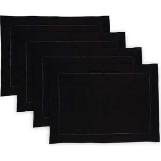 Solino Home Linen Placemats - Medium Weight Hemstitch, 14 x 19 in Black at Nordstrom