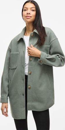 Vila Hemdjacke VILA VIKIMMI SHIRT L/S JACKET - NOOS, Damen, Gr. XXL, laurel wreath, Web, Obermaterial: 100% Polyester, unifarben, regular fit, Rundhals, Ja