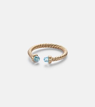 David Yurman Cablespira Micro 18kt gold ring with topaz