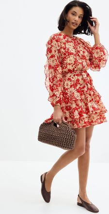 Lauren Ralph Lauren Womens Scarlet garden ruffled dress