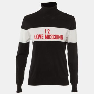 Love Moschino Black Logo Knit Turtle Neck Sweater
