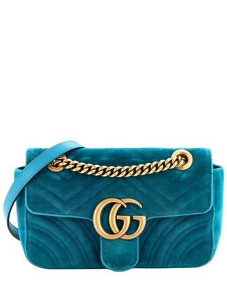 Gucci Gg Marmont Flap Bag Matelass&eacute; Velvet Small (Authentic Pre-Loved)