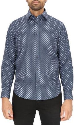 Scotch & Soda Modern Fit Diamond Stretch Cotton Dress Shirt in Navy at Nordstrom Rack, Size 15.5