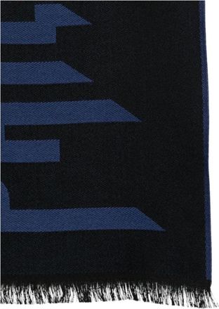 Philipp Plein Accessoires, Heren, Zwart, ONE Size, Wol, Wool Logo Scarf