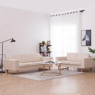 vidaXL Vidaxl - Conjunto De Sof&aacute;s 2 Piezas Tela Color Crema