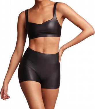 Heroine Sport Marie Metallic Sweetheart Sports Bra In Onyx