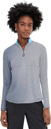 Jamie Sadock Sunsense Gradient Stripe Long Sleeve Quarter Zip Womens Clothing Black : XS, Polyester/Spandex