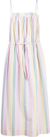 Ganni striped organic-cotton dress - women - Organic Cotton - 32 - White