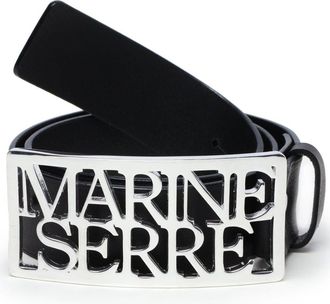 Marine Serre logo-buckle leather belt - women - Calf Leather - 100 - Black