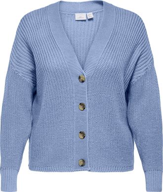 Only Carmakoma Strickjacke ONLY CARMAKOMA CARCAROL NICE L/S CARDIGAN KNT NOOS, Damen, Gr. L, blau heron, Strick, Obermaterial: 100% Polyacryl, unifarben, regular fit