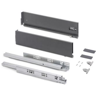 Emuca Emuca - Caj&oacute;n Exterior Vertex Con Regulaci&oacute;n 3d De Altura 131mm, 40kg, Espesor De Tablero De 18mm, Profundidad 350mm, Acero, Gris Antracita