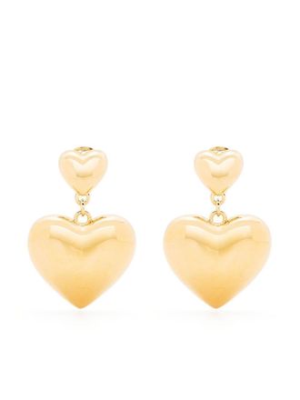 Moschino heart-motif drop earring - women - Brass/Zamak - One Size - Gold