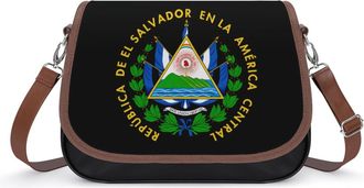 Generic Coats of Arms of El Salvadors Crossbody Bag Womens Handbag PU Message Bags Shoulder Purse with Adjustable Strap