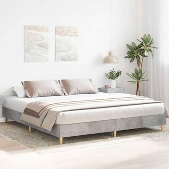 Berkfield Home Durable Bed Frame No Mattress Concrete Grey 200x200 cm Engineered Wood