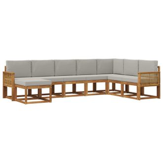 vidaXL Conjunto De Sof&aacute;s De Exterior 8 Pcs Natural Y Gris Claro Vidaxl