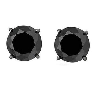 Pompeii3 2Ct Black Gold Round Black Diamond Push Back Studs Earrings 14k Gold