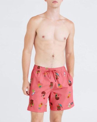Saxx Oh Buoy Swim Trunks In Birds Of Paradise Coral