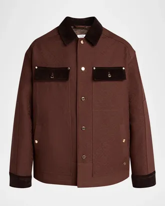 Casablanca Men & apos;s Cotton Monogram Corduroy-Trim Shirt Jacket